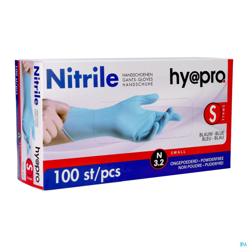 Pharmex gants nitril bleu s/poudre s    100