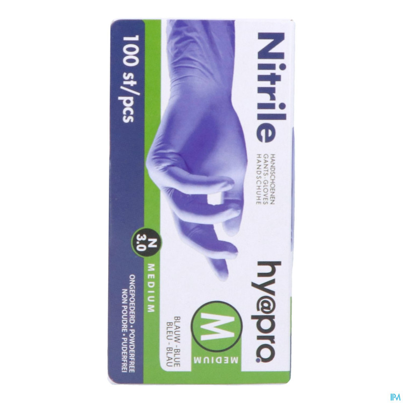 Pharmex gants nitril bleu s/poudre m    100