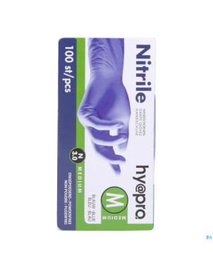 Pharmex gants nitril bleu s/poudre m    100