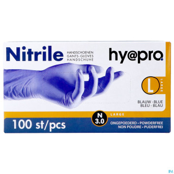 Pharmex gants nitril bleu s/poudre l    100