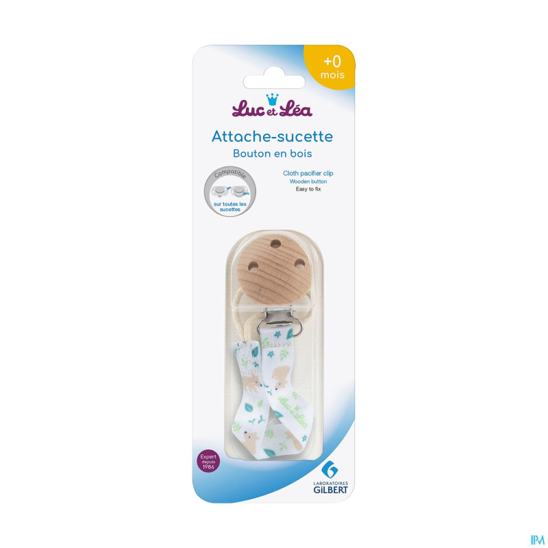 Luc&lea attache-sucette bois tissu