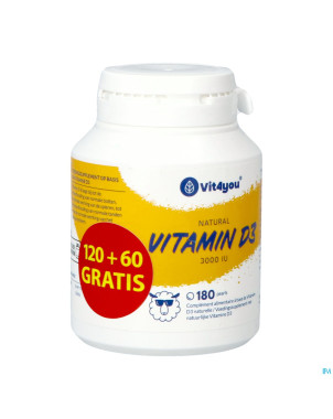 Vit4you vitamine d3 3000 iu pearls 180