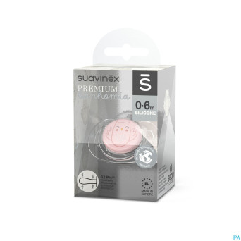Suavinex bonhomia soother sili. flat 0/6m owl pink