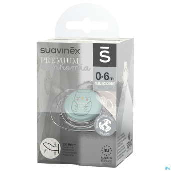 Suavinex bonhomia soother sili.flat 0/6m owl green