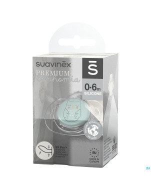 Suavinex bonhomia soother sili.flat 0/6m owl green