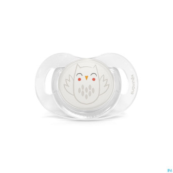 Suavinex bonhomia soother sili.flat 0/6m owl beige
