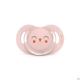 Suavinex bonhomia soother sili.flat 6/18m owl pink