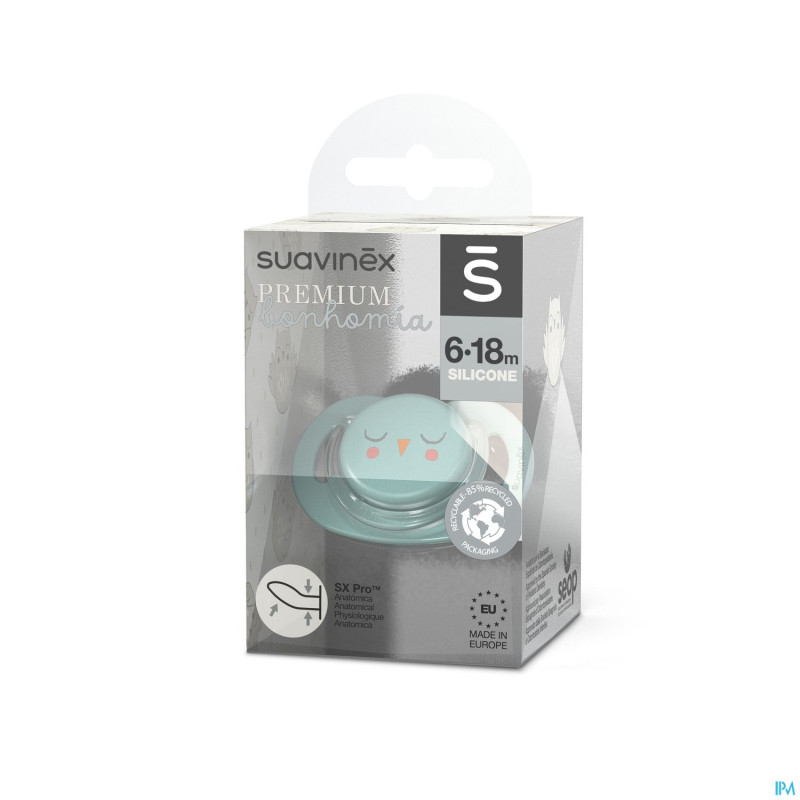 Suavinex bonhomia sooth. sili.flat 6/18m owl green