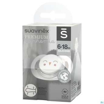 Suavinex bonhomia soother sili.rev 6/18m owl beige
