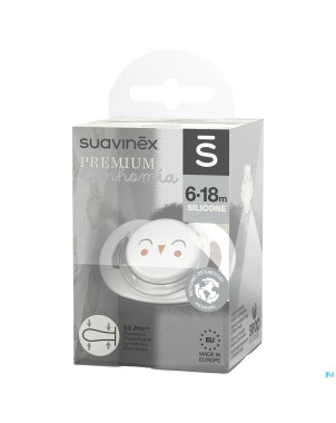 Suavinex bonhomia soother sili.rev 6/18m owl beige