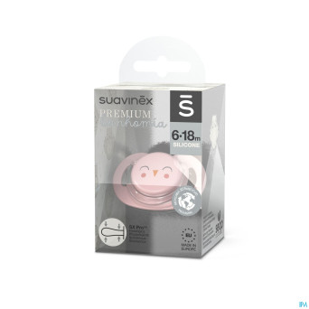 Suavinex bonhomia soother sili.rev 6/18m owl pink