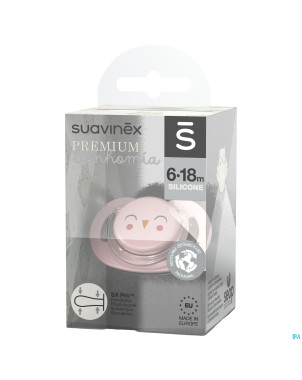 Suavinex bonhomia soother sili.rev 6/18m owl pink