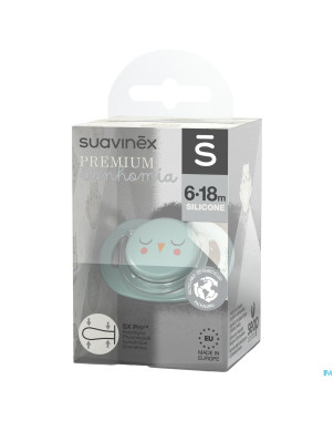 Suavinex bonhomia soother sili.rev 6/18m owl green