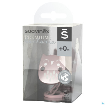 Suavinex bonhomia soother chain owl pink