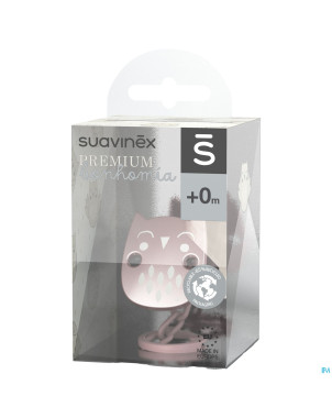 Suavinex bonhomia soother chain owl pink