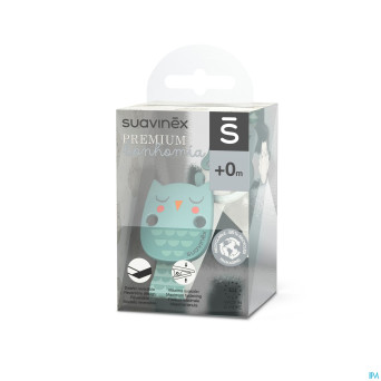 Suavinex bonhomia soother clip+ribbon owl green