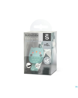 Suavinex bonhomia soother clip+ribbon owl green