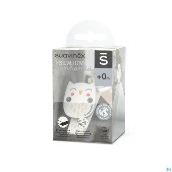 Suavinex bonhomia soother clip+ribbon owl beige