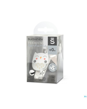 Suavinex bonhomia soother clip+ribbon owl beige