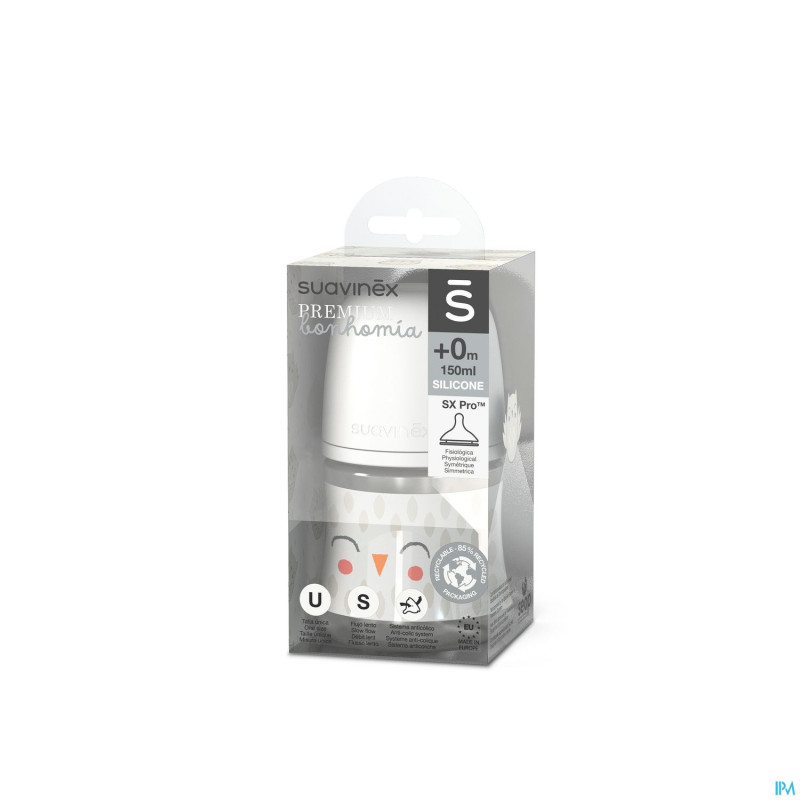 Suavinex bonhomia bottle pa sili.featherbeige150ml