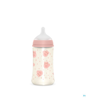 Suavinex bonhomia bottle pa sili. owl pink   270ml
