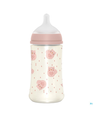 Suavinex bonhomia bottle pa sili. owl pink   270ml