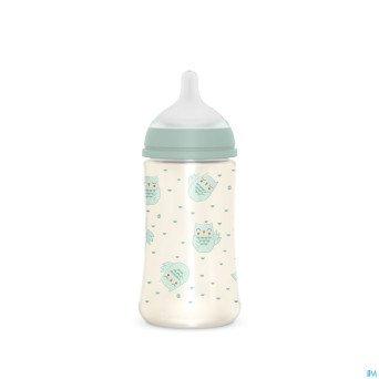 Suavinex bonhomia bottle pa sili. owl green  270ml