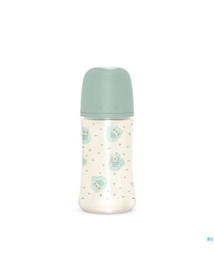 Suavinex bonhomia bottle pa sili. owl green  270ml