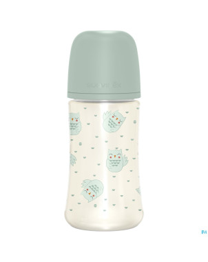 Suavinex bonhomia bottle pa sili. owl green  270ml