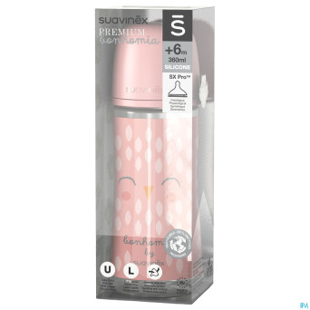 Suavinex bonhomia bottle pa sili.feather pink360ml