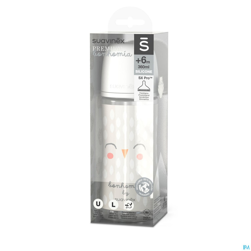 Suavinex bonhomia bottle pa sili.featherbeige360ml