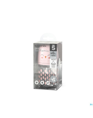 Suavinex bonhomia bottleglas sili.featherpink120ml