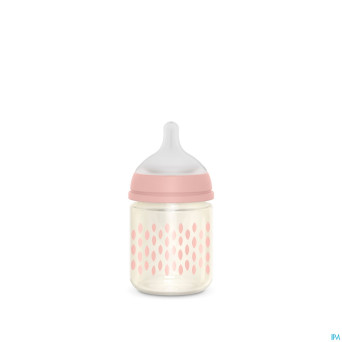 Suavinex bonhomia bottleglas sili.featherpink120ml