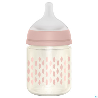 Suavinex bonhomia bottleglas sili.featherpink120ml