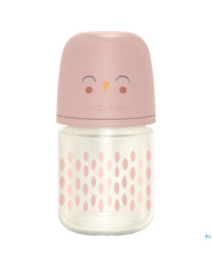 Suavinex bonhomia bottleglas sili.featherpink120ml