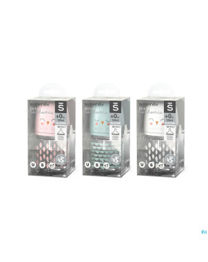 Suavinex bonhomia bottleglas sili.featherpink120ml