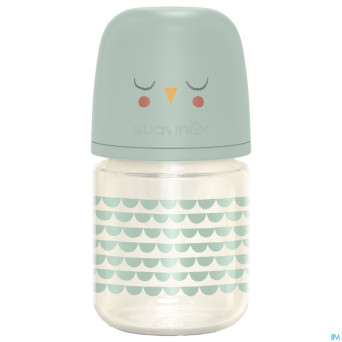 Suavinex bonhomia bottleglas sili.feath.green120ml