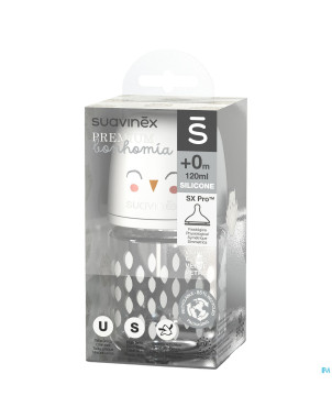 Suavinex bonhomia bottleglas sili.feath.beige120ml