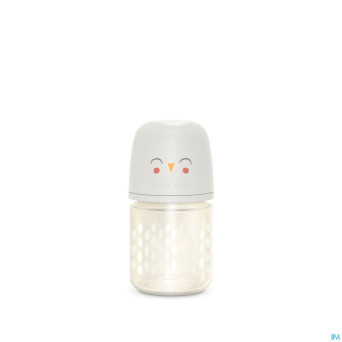 Suavinex bonhomia bottleglas sili.feath.beige120ml