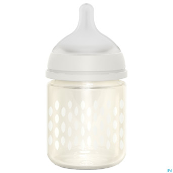 Suavinex bonhomia bottleglas sili.feath.beige120ml