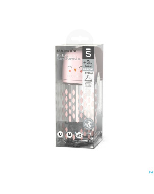 Suavinex bonhomia bottleglas sili.featherpink240ml