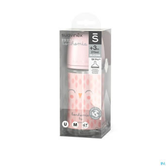 Suavinex bonhomia bottleglas sili.featherpink240ml