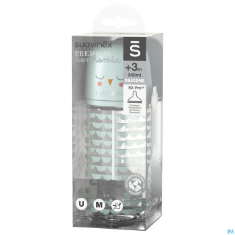 Suavinex bonhomia bottleglas sili.feath.green240ml