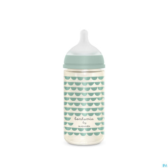 Suavinex bonhomia bottleglas sili.feath.green240ml