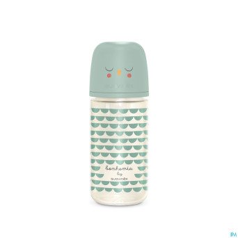 Suavinex bonhomia bottleglas sili.feath.green240ml
