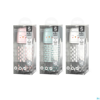 Suavinex bonhomia bottleglas sili.feath.green240ml