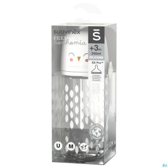 Suavinex bonhomia bottleglas sili.feath.beige240ml