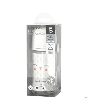 Suavinex bonhomia bottleglas sili.feath.beige240ml