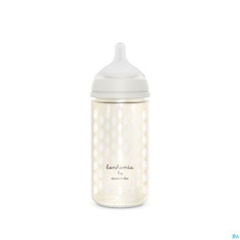 Suavinex bonhomia bottleglas sili.feath.beige240ml