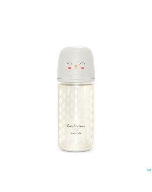 Suavinex bonhomia bottleglas sili.feath.beige240ml